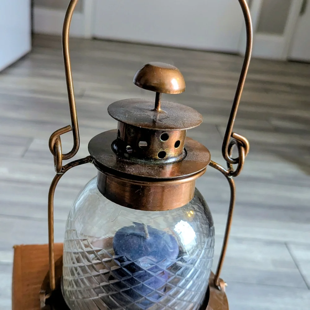 Vintage Boutique Bronze and Clear Glass Lantern